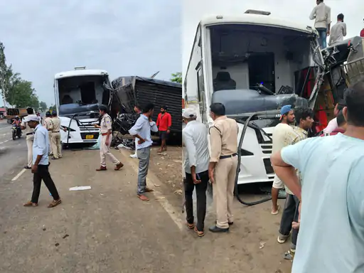 Read more about the article सीहोर के आष्टा में बड़ा सड़क हादसा: दो बसों की टक्कर में 8 यात्री घायल, चार्टर्ड बस पलटी; घंटों लगा जाम!
