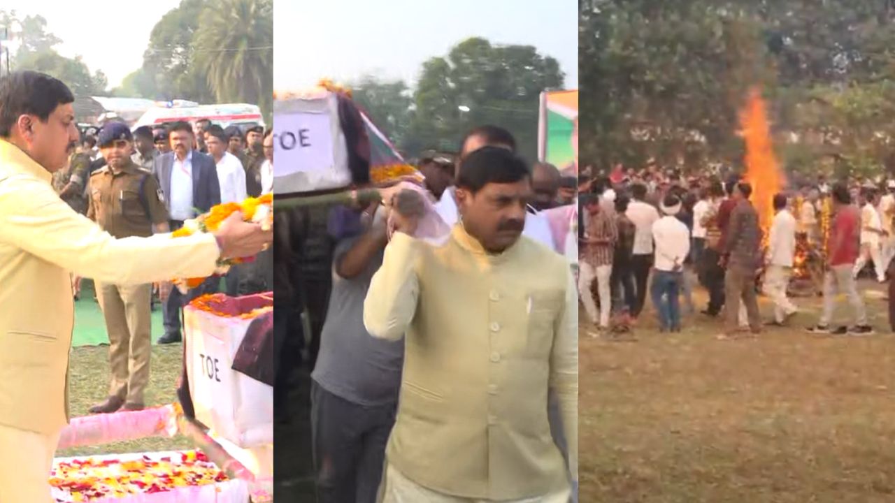 You are currently viewing शहीद आशीष शर्मा को सीएम मोहन यादव ने दी श्रद्धांजलि, अर्थी को दिया कंधा, राजकीय सम्मान के साथ हुआ अंतिम संस्कार
